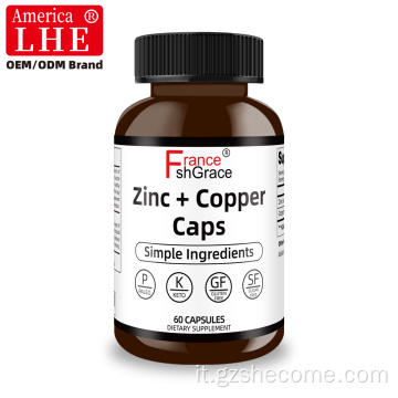 Gli integratori Zinc + Copper Caps supportano la chiarezza della pelle e la struttura del capello